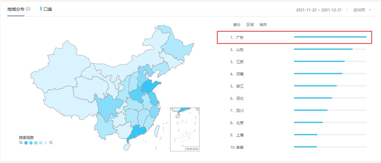 全国口臭省份图